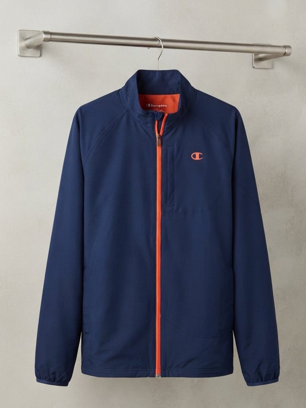 Champion Men’s 2X Windbreaker Jacket Navy Blue Orange Full Zip